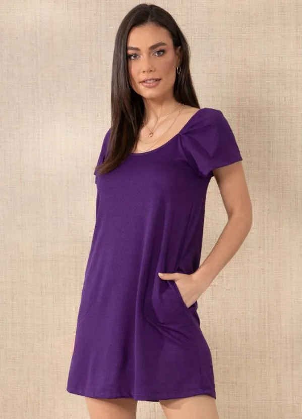 Quintess - Vestido Roxo com Bolsos Funcionais
