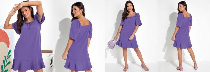 Vestido Roxo em Crepe Plano
