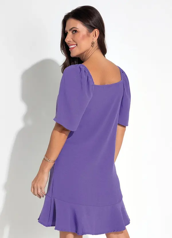 Rovitex - Vestido Roxo em Crepe Plano 2