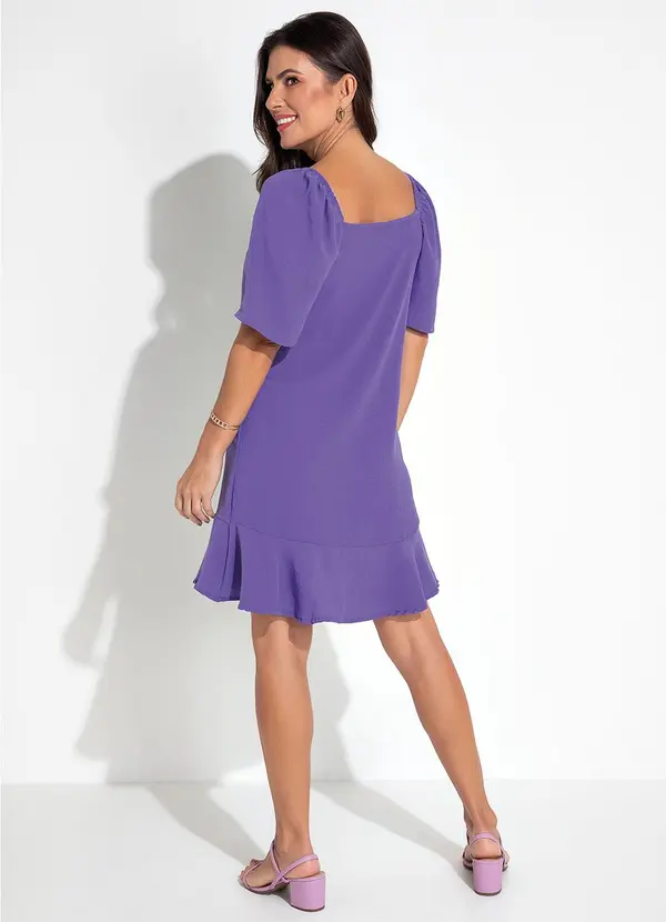 Rovitex - Vestido Roxo em Crepe Plano 4