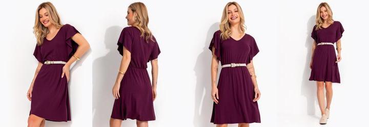 Vestido Roxo em Malha de Viscose