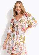 Vestido Selva Colorida em Malha Texturizada