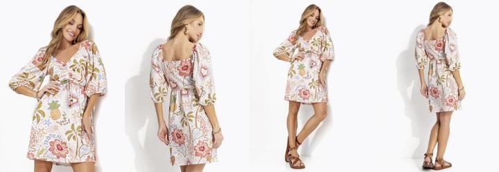 Vestido Selva Colorida em Malha Texturizada