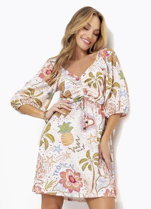 Vestido (Selva Colorida) em Malha Texturizada