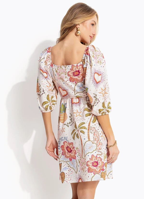 Quintess - Vestido Selva Colorida em Malha Texturizada 2