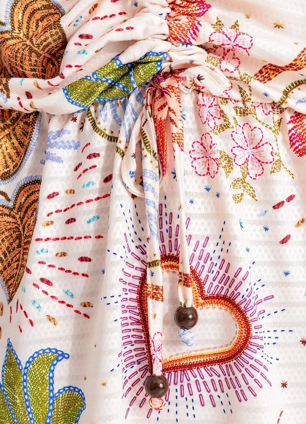 Quintess - Vestido Selva Colorida em Malha Texturizada