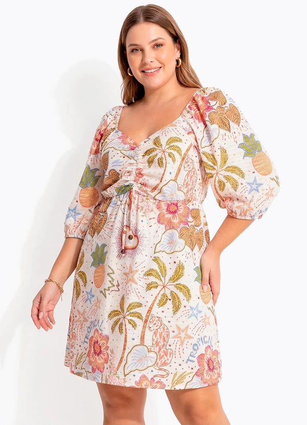 Quintess - Vestido Selva Colorida em Malha Texturizada 9