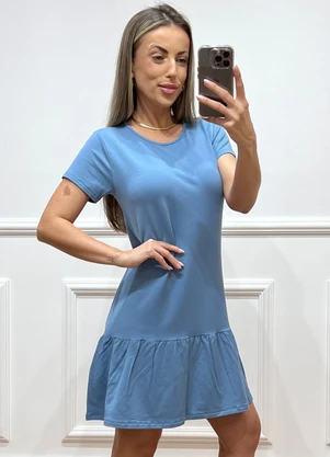 Doce Tom - Vestido Soltinho com Babado Azul - DOCE TOM