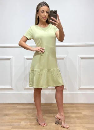 Doce Tom - Vestido Soltinho com Babado Verde - DOCE TOM