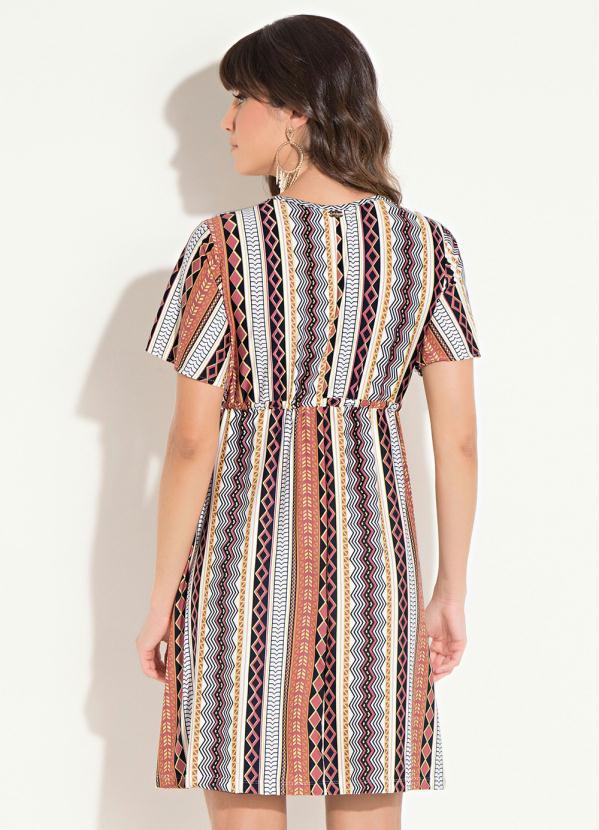 Quintess - Vestido Soltinho Étnico com Cordel na Cintura 2