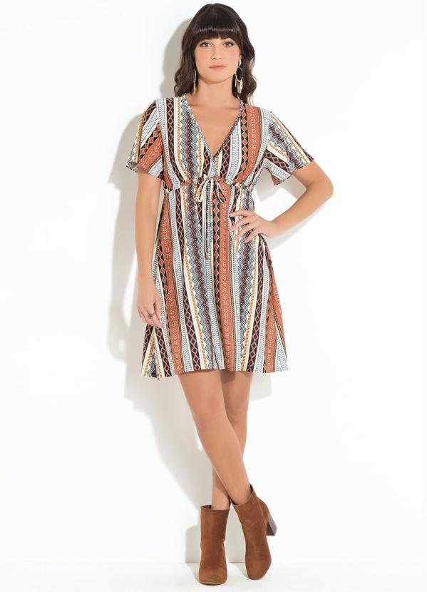 Quintess - Vestido Soltinho Étnico com Cordel na Cintura 3