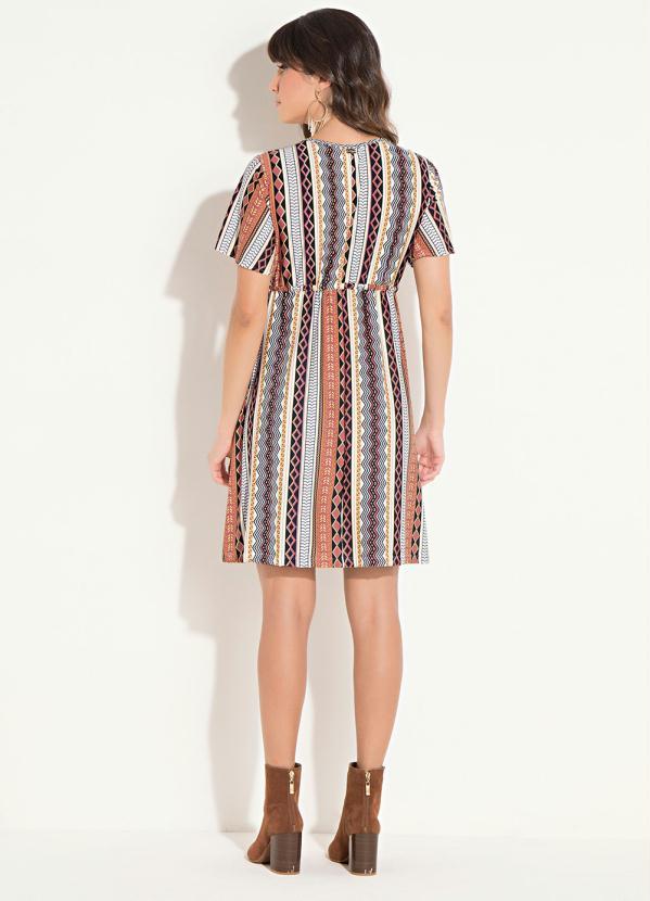 Quintess - Vestido Soltinho Étnico com Cordel na Cintura 4