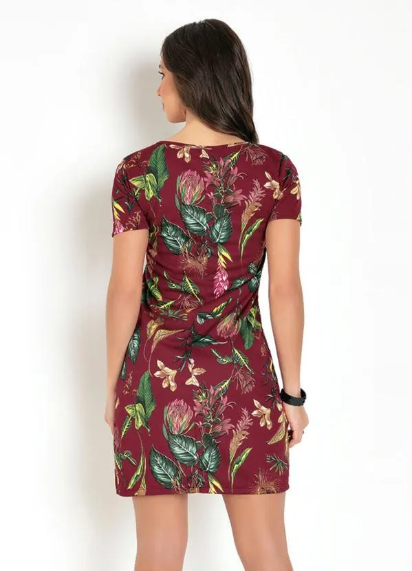 Moda Pop - Vestido Soltinho Floral Bordô 2