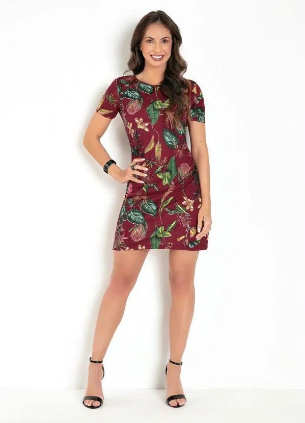Moda Pop - Vestido Soltinho Floral Bordô 3