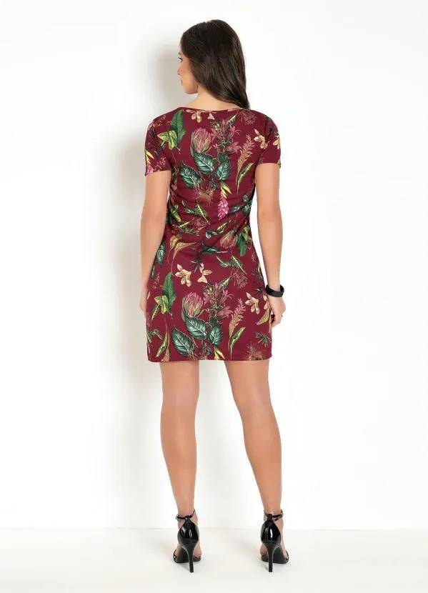 Moda Pop - Vestido Soltinho Floral Bordô 4