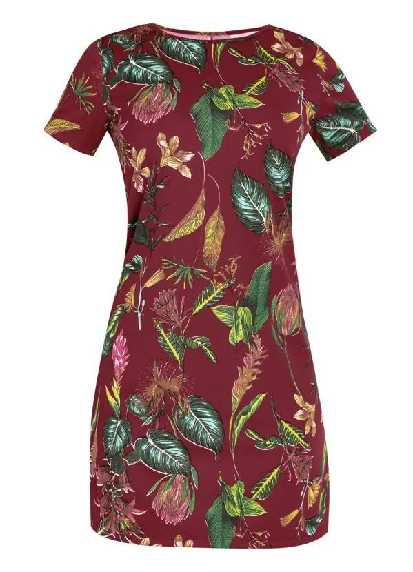 Moda Pop - Vestido Soltinho Floral Bordô 5