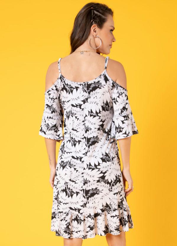 Quintess - Vestido Soltinho Floral Branco com Alças 2