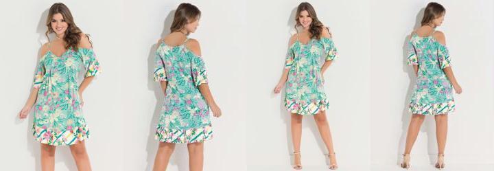 Vestido Soltinho Floral Verde com Alas