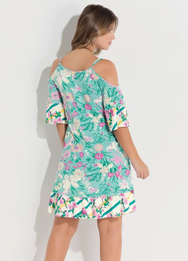 Quintess - Vestido Soltinho Floral Verde com Alças 2