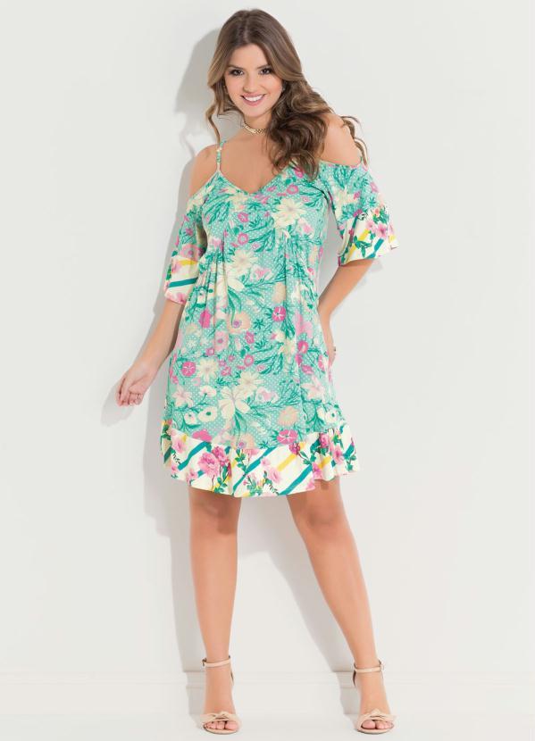 Quintess - Vestido Soltinho Floral Verde com Alças 3