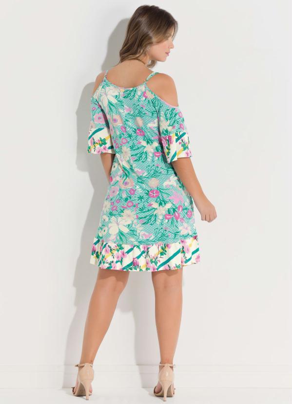 Quintess - Vestido Soltinho Floral Verde com Alças 4