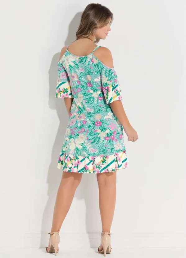 Quintess - Vestido Soltinho Floral Verde com Alças 4