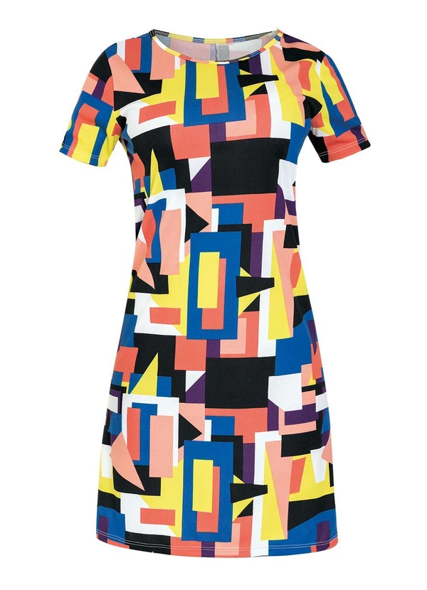 Moda Pop - Vestido Soltinho Geométrico 7
