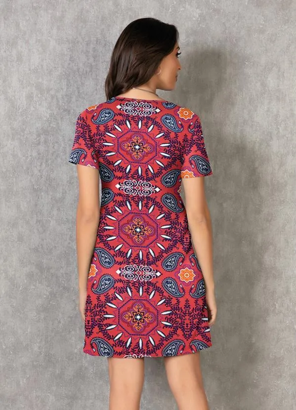 Moda Pop - Vestido Soltinho Paisley Vermelho 2