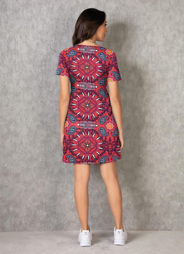 Moda Pop - Vestido Soltinho Paisley Vermelho 4
