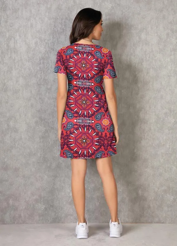 Moda Pop - Vestido Soltinho Paisley Vermelho 4