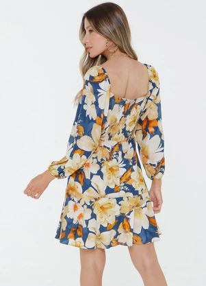 Outlet - Vestido Solto Floral Azul - OUTLET