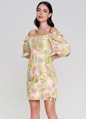 Outlet - Vestido Solto Jungle Bege - OUTLET