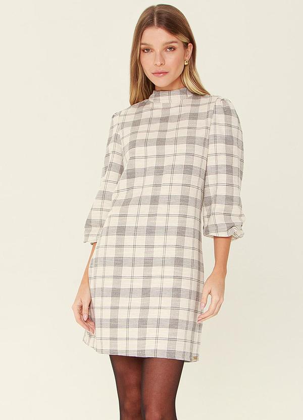Gatabakana - Vestido Solto Xadrez Branco