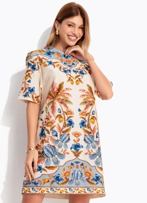 Farm - Vestido T-Shirt Albania Bege - FARM