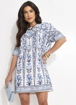 Farm - Vestido T-Shirt Antonia Azul - FARM