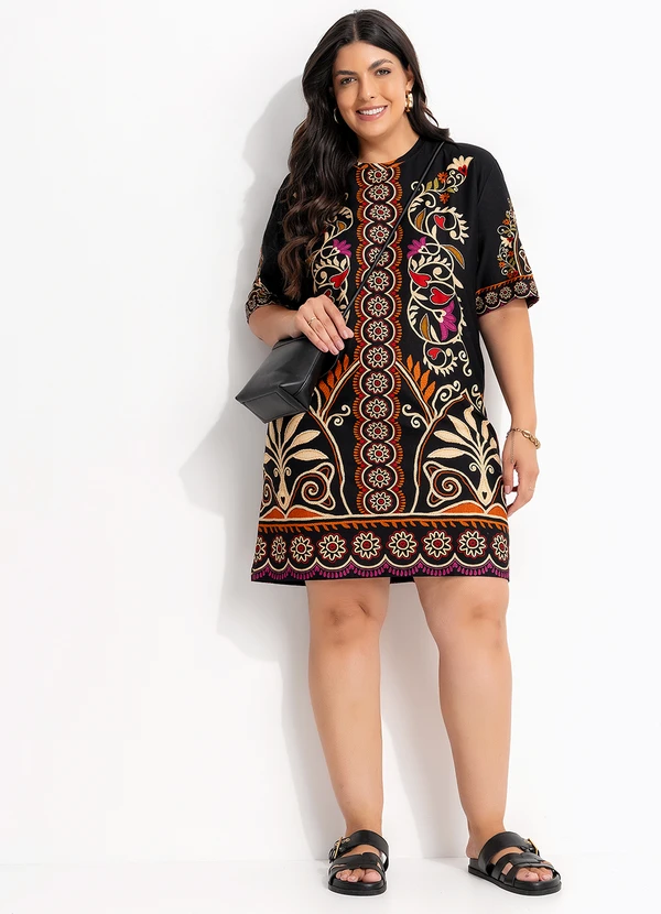 Farm - Vestido T-Shirt Básico Adriele Preto 10