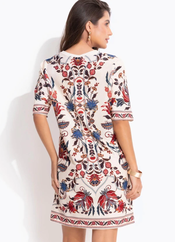 Farm - Vestido T-Shirt Básico Bohoflor Bege 2