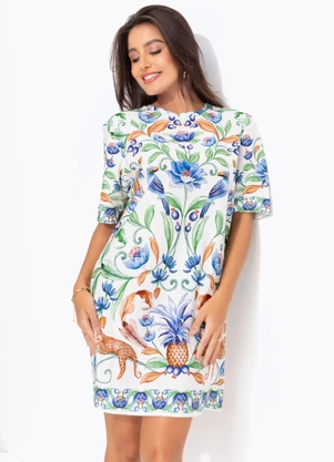 Farm - Vestido T-Shirt Básico Elsa Off White - FARM