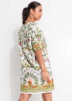 Farm - Vestido T-Shirt Básico Floresta Doce Off White - FARM