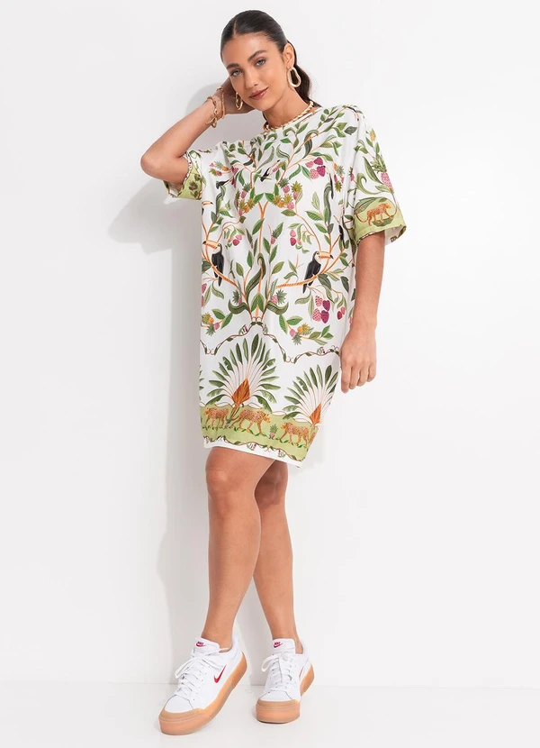 Farm - Vestido T-Shirt Básico Floresta Doce Off White 3