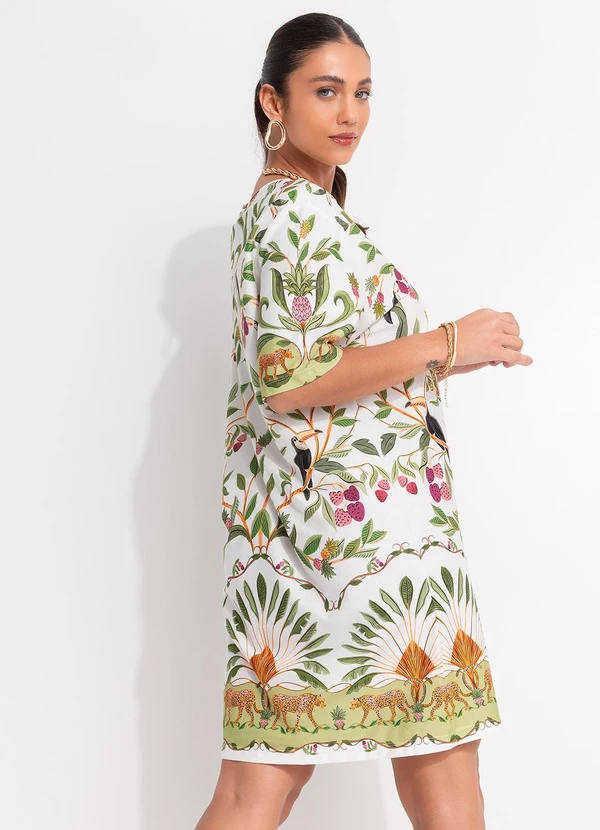 Farm - Vestido T-Shirt Básico Floresta Doce Off White 4