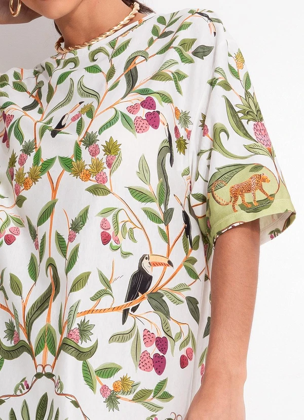 Farm - Vestido T-Shirt Básico Floresta Doce Off White 6