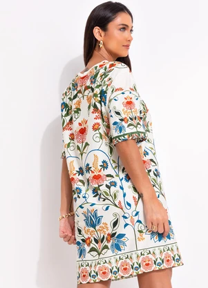 Farm - Vestido T-Shirt Básico Jardim Beleza Bege - FARM