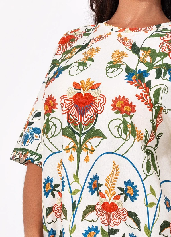 Farm - Vestido T-Shirt Básico Jardim Beleza Bege 7