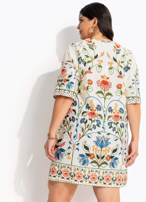 Farm - Vestido T-Shirt Básico Jardim Beleza Bege 9