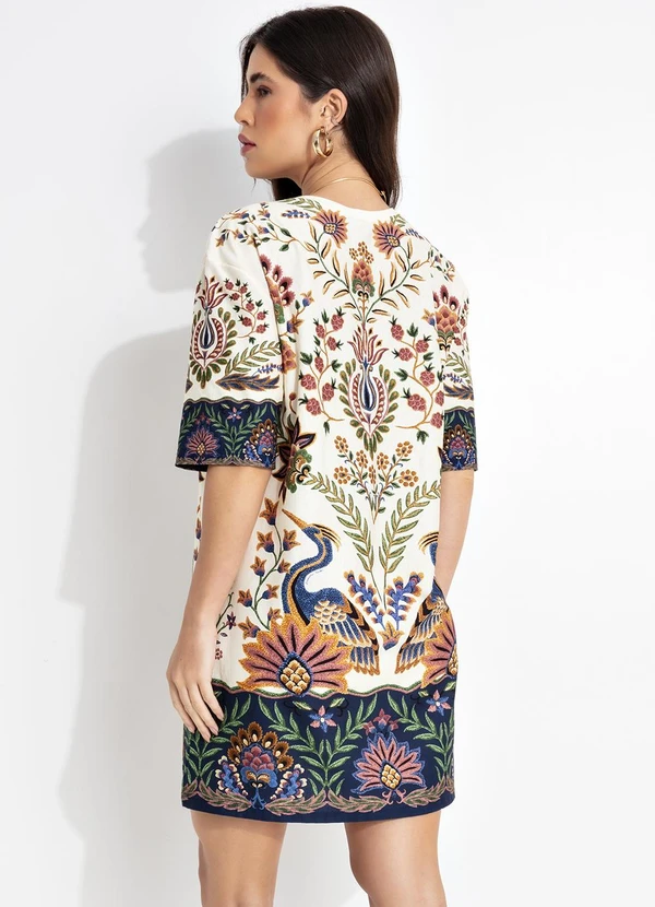 Farm - Vestido T-Shirt Basico Jardim Maravilhoso Bege 2