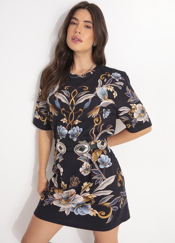 Farm - Vestido T-Shirt Basico Jardim Real Preto 7