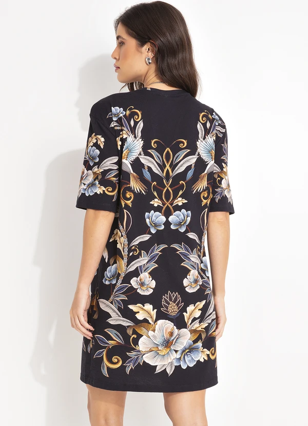 Farm - Vestido T-Shirt Basico Jardim Real Preto 2