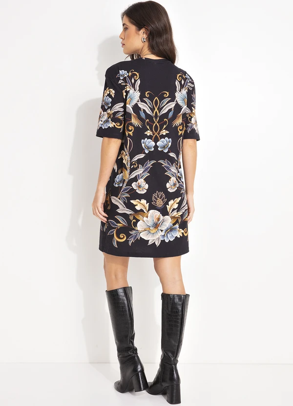 Farm - Vestido T-Shirt Basico Jardim Real Preto 4