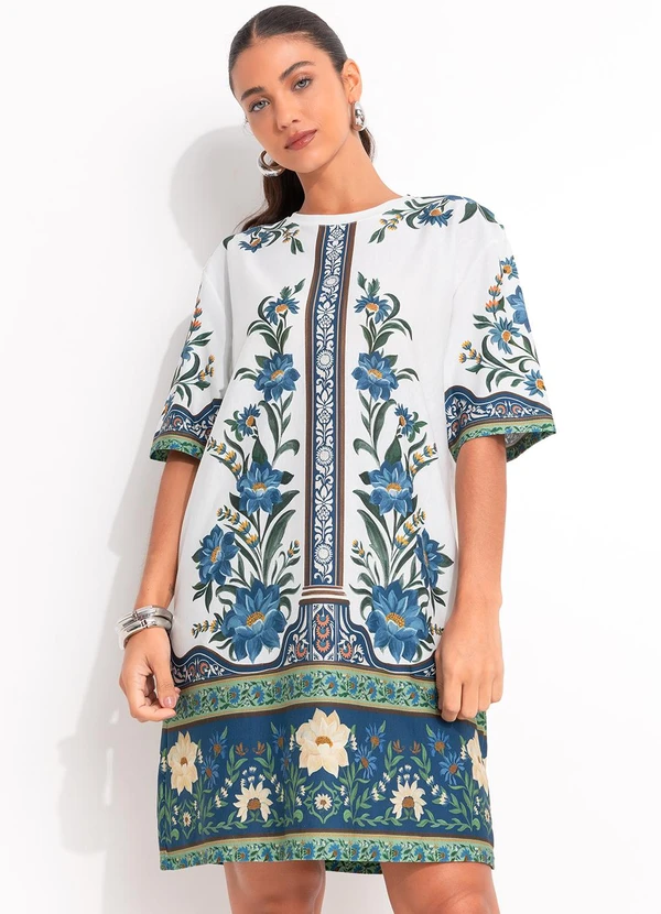 Farm - Vestido T-Shirt Básico Manoela Off White